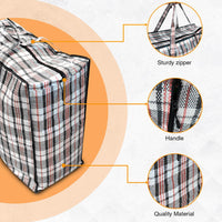 ANSIO Large Laundry Bags Pack of 5 Storage Bags Reusable Laundry Bags with Zips Ideal for Moving House Clothing & Wardrobe Storage (60L x 25W x 50H cm)