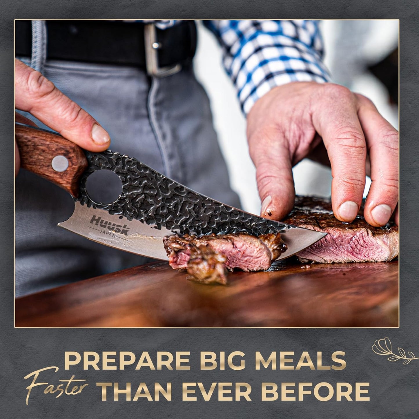 Huusk Chef Knife 11 inch, Kitchen Knive for Cutting, Boning, Chopping. Japanese Kitchen Knife Designed for Balance and Control, Blending Modern Style with Traditional Appeal. Meat Knife, Sharp Knives
