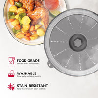 WVM Microwave Splatter Cover Vented for Food with Hook Hole, Splatter Guard & Colander Kitchen Gadget for Food, Meal Prep, Grey
