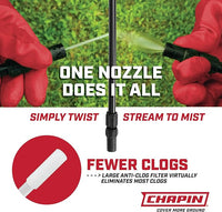 Chapin 20000 Made in USA 1 -Gallon Lawn and Garden Pump Pressured Sprayer, for Spraying Plants, Garden Watering, Weeds and Pests, Polypropylene, Translucent White - Cart Shape
