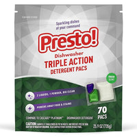 Presto! Triple Action Dishwasher Pacs, Anti-spotting, Fresh Scent, 70 Count