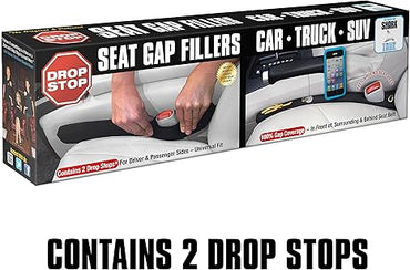 Drop Stop - The Original Patented Car Seat Gap Filler (As Seen On Shark Tank) - Between Seats Console Organizer, Set of 2 and Slide Free Pad and Light