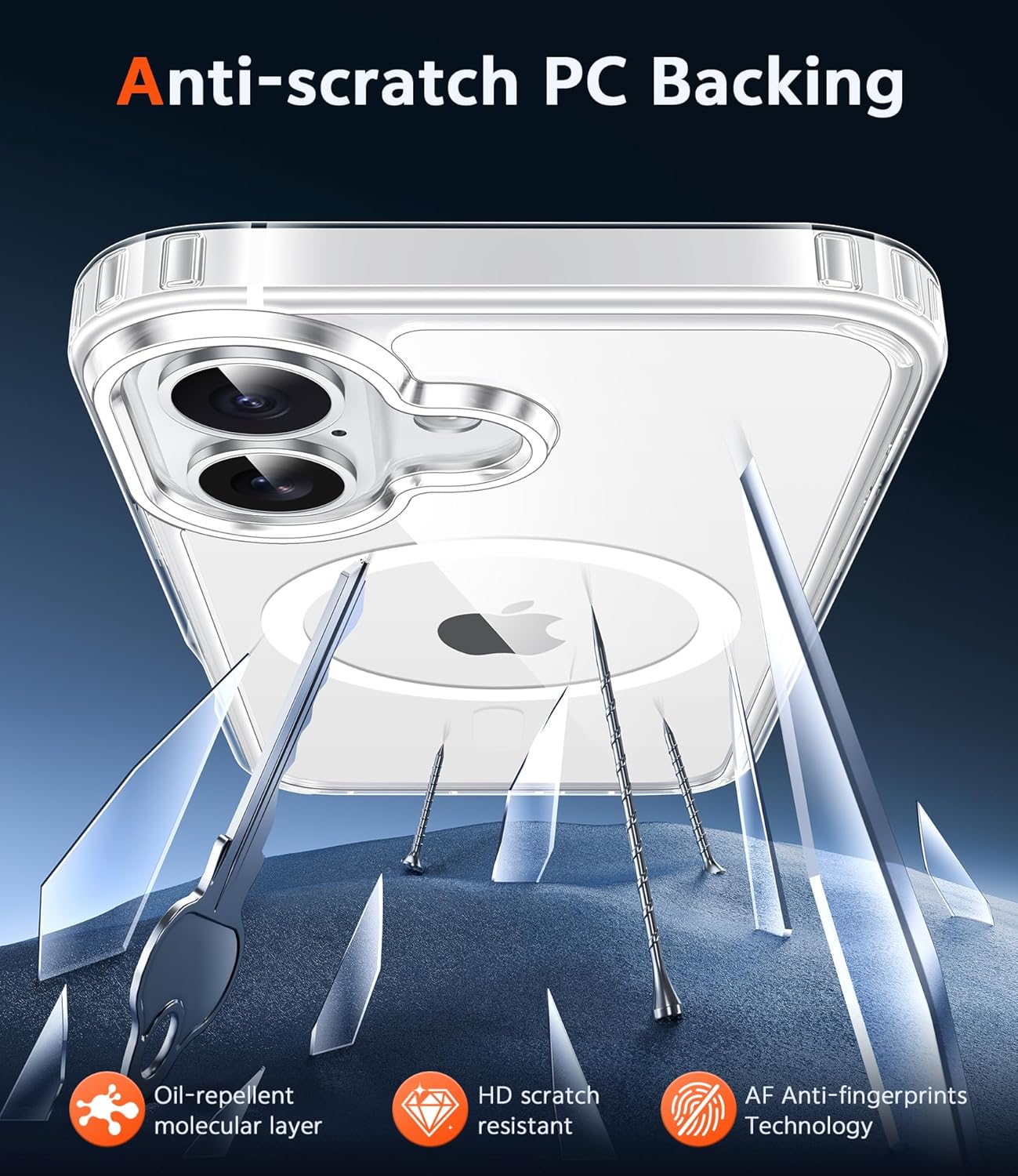 FNTCASE for iPhone 16 Case Clear: Magnetic Phone Cases with Screen Protector Drop Proof Compatible with Magsafe Slim Anti Yellowing Rugged Shockproof Protective Transparent Cell Cover (A-Clear)