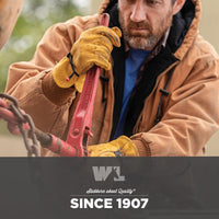 Wells Lamont Leather Work Gloves for Men – Heavy Duty, Cowhide, Abrasion & Puncture Resistant – Adjustable Wrist, Gunn Cut Design, Ideal for