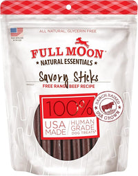 Full Moon All Natural Human Grade Dog Treats, Essential Beef Savory Sticks, 22 Ounce, 1.375 Pound (Pack of 1)