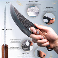 Huusk Chef Knife 11 inch, Kitchen Knive for Cutting, Boning, Chopping. Japanese Kitchen Knife Designed for Balance and Control, Blending Modern Style with Traditional Appeal. Meat Knife, Sharp Knives