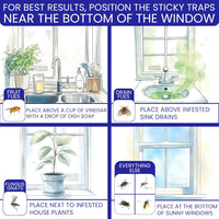 50 Window Fly Traps Sticky Non-Toxic Clear Fly Paper Indoor for Home. No Mess Flies Window Sticky Traps Bug Flies Strips Indoors. Fruit and Housefly Trap Indoor Flypaper Tape Gnat Catcher Killer