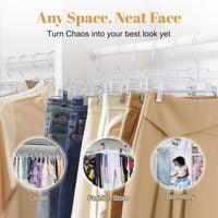 HOUSE DAY 12-Pack 14" Clear Plastic Skirt Hangers with Clips & Swivel Hook - Cart Shape