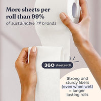 Betterway Bamboo Toilet Paper 3 Ply - Sustainable Toilet Tissue - 12 Double Rolls & 360 Sheets Per Roll - Septic Safe - Organic, Plastic Free - FSC Certified