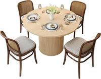 47 inch Round Dining Table for 4, Kitchen Table Dinner Table with 2-Layer Storage Shelf and Wood Slide Door for Home Dining Room Living Room (Natural)