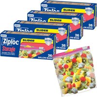 Ziploc Gallon Food Storage Slider Bags, Power Shield Technology for More Durability, 104 Bags Total