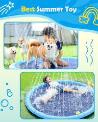Peteast 67" Dog Splash Pad for Large Dogs & Kids – Anti-Slip Outdoor Sprinkler Pad, 0.58mm Thick PVC Water Mat for Backyard Summer Play
