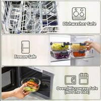 MCIRCO 24-Piece Glass Food Storage Containers with Snap Locking Lids, Glass Meal Prep Containers Set, Airtight Lunch Containers, Microwave, Oven,Freezer and Dishwasher Friendly
