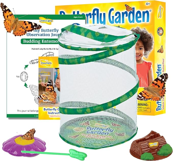 Insect Lore Butterfly Garden Kit, Painted Lady Butterfly Kit with Voucher for Live Caterpillars, Butterfly Habitat, STEM Journal & More Visit the Insect Lore Store - Cart Shape