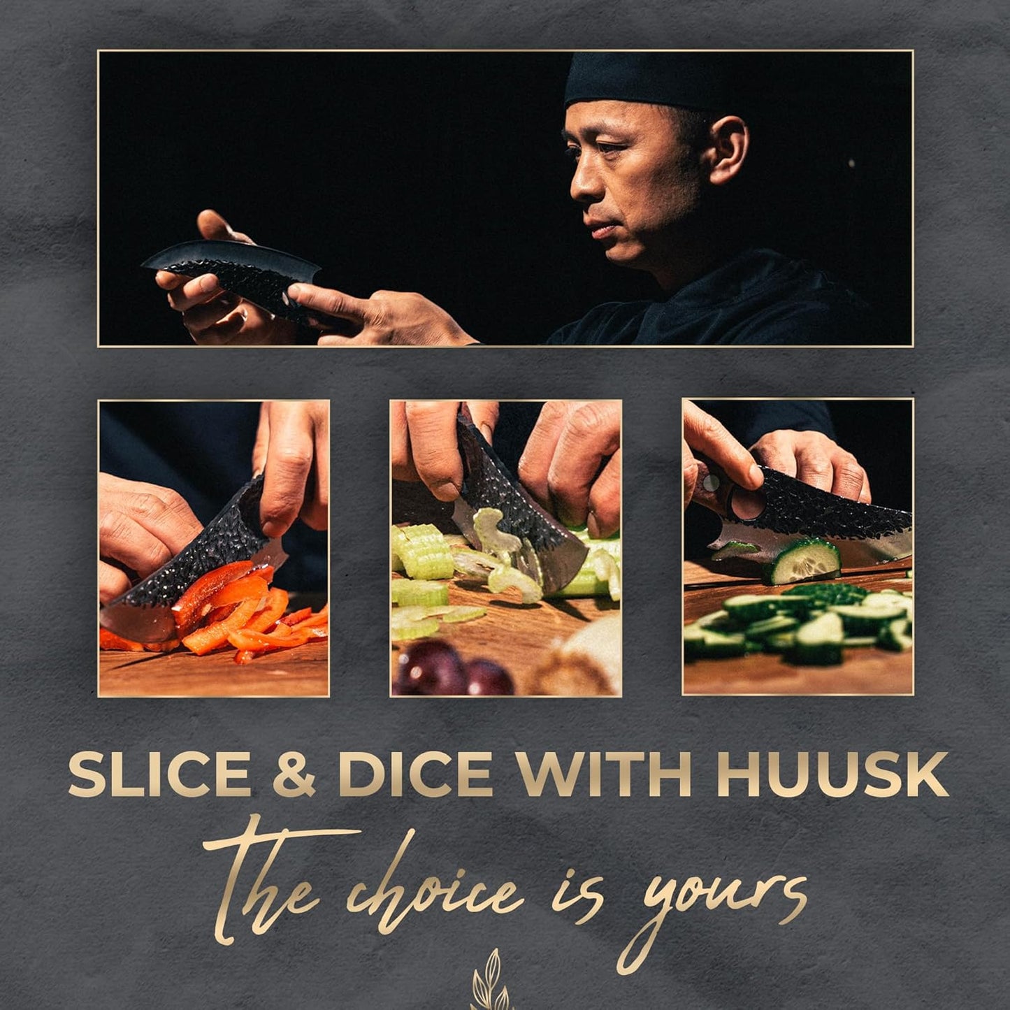 Huusk Chef Knife 11 inch, Kitchen Knive for Cutting, Boning, Chopping. Japanese Kitchen Knife Designed for Balance and Control, Blending Modern Style with Traditional Appeal. Meat Knife, Sharp Knives