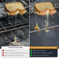 Oven Liners for Bottom of Oven (2 Pack) - Universal Non-Stick Liner for Fan Assisted Cooking, 32 x 50 cm Kitchen Essentials, Protector Sheets, Save Time & Clean Easily (Black)