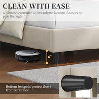 Yaheetech Queen Bed Frame Upholstered Platform Bed with Wing Side/Wooden Slat Support/Tufted Headboard with Wing Side/Mattress Foundation/No Box Spring Needed,Beige Queen Bed