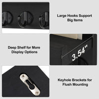 Wall Key Holder with Shelf, Hooks for Bags & Coats, Paulownia Wood, 9.8 x 6.7 x 4.2 - Cart Shape
