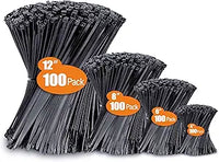 Zip Ties Assorted Sizes(4”+6”+8”+12”), 400 Pack, Black Cable Ties, UV Resistant Wire Ties by ANOSON - Cart Shape