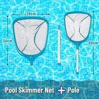 LATERN Pool Skimmer Net with Pole, 60CM Swimming Pool Leaf Cleaning Net Fine Mesh Skimmer with Pole for Cleaning Pool Garden Pond Fountain Tubs Spa Fish Tank