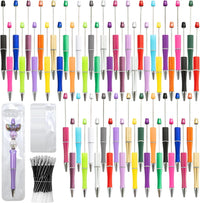 150 Pieces DIY Beadable Pen Kit – 50 Plastic Ballpoint Pens with Refills & Bags, Beads Not Included – School Supplies, Office Accessories & Craft Gifts for Students & Teachers (Multicolor)