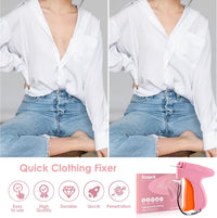 Stitch Gun for Clothes - Handheld Stitch Gun Quick Clothing Fixer - Tagging Gun - Includes 6 Needle, 1000 Black Fasteners & 1000 White Fasteners (Pink/Orange)