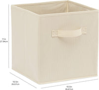 Basics 6-Pack Collapsible Fabric Storage Cubes with Handles – Durable Cloth Bins for Closet, Shelf, or Cube Organizer, Beige