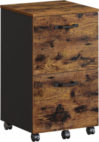 VASAGLE 2-Drawer File Cabinet, Small Rolling Filing Cabinet for Home Office, Printer Stand, for A4, Letter-Size Documents, 15.7 x 16.5 x 27.6 Inches, Rustic Brown and Ink Black UOFC040B01
