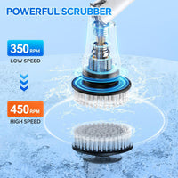 Airlovers Electric Spin Scrubber 2025 - Upgraded Power Scrubber with 3 Angle Adjustments & 8 Replaceable Brush Heads | Ideal for Floors & More
