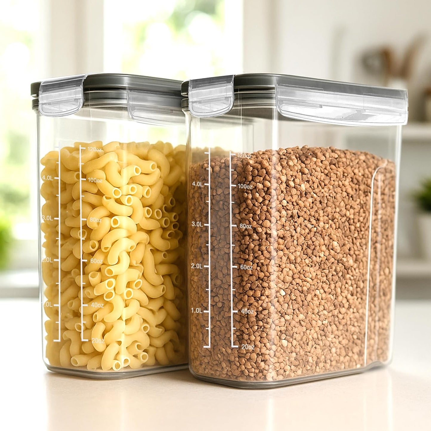 Utopia Kitchen Cereal Containers Storage Set – 4 Pack 4L(135.2 oz) Airtight Food Storage Containers with Lids, BPA-Free Cereal Dispensers for Pantry Organization and Storage (Clear)