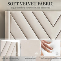 Yaheetech Queen Bed Frame Upholstered Platform Bed with Wing Side/Wooden Slat Support/Tufted Headboard with Wing Side/Mattress Foundation/No Box Spring Needed,Beige Queen Bed