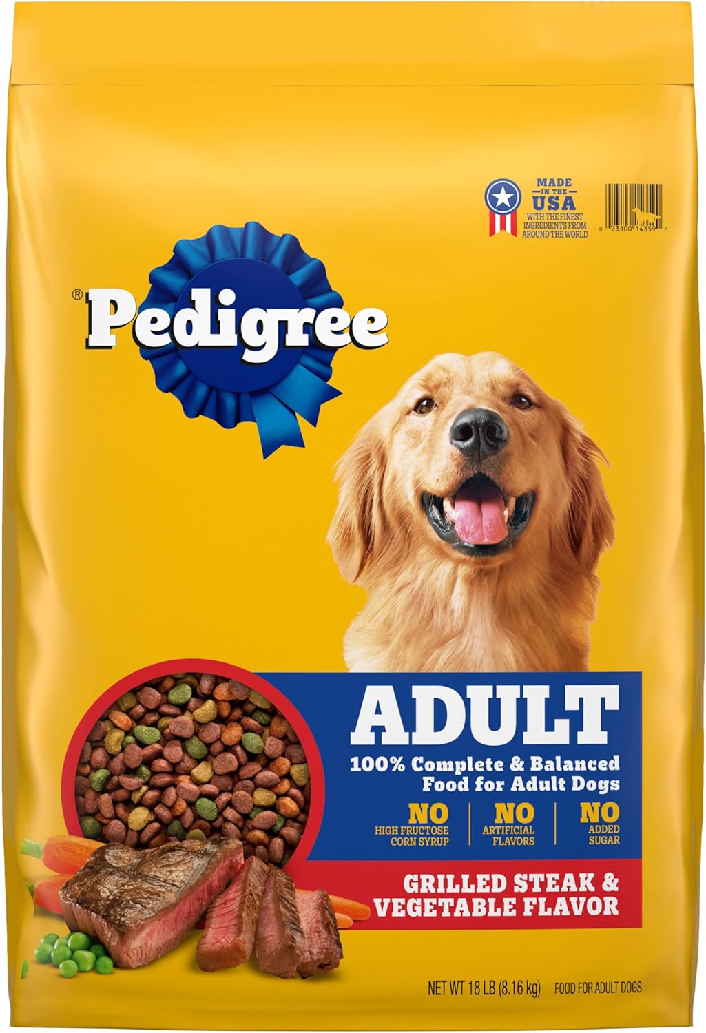 Pedigree Complete Nutrition Adult Dry Dog Food, Grilled Steak & Vegetable Flavor, 18 lb. Bag - Cart Shape