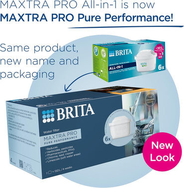 BRITA MAXTRA PRO Pure Performance Water Filter Cartridge - 6 Pack - Original BRITA Refill reducing impurities, Chlorine, PFAS, pesticides and limescale for tap Water with Better Taste