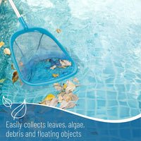 LATERN Pool Skimmer Net with Pole, 60CM Swimming Pool Leaf Cleaning Net Fine Mesh Skimmer with Pole for Cleaning Pool Garden Pond Fountain Tubs Spa Fish Tank