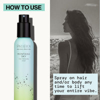 Pacifica Hair Mist Perfume & Full Body Spray for Women - Montana Sky Body Mist Fragrance w/Cedarwood, Elderflower, Black Pepper, Sage & Sandalwood Clean Beauty Alcohol-Free, Vegan & Cruelty-Free 5 oz - Cart Shape