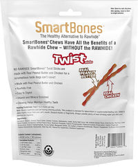 SmartBones Smart Twist Sticks With Peanut Butter 50 Count, Rawhide-Free Chews For Dogs