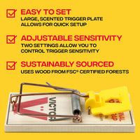 Victor Mouse Traps M035-12, Plastic Pedal, Sustainably Sourced FSC Wood, Wooden Mouse Traps, 12 Pack
