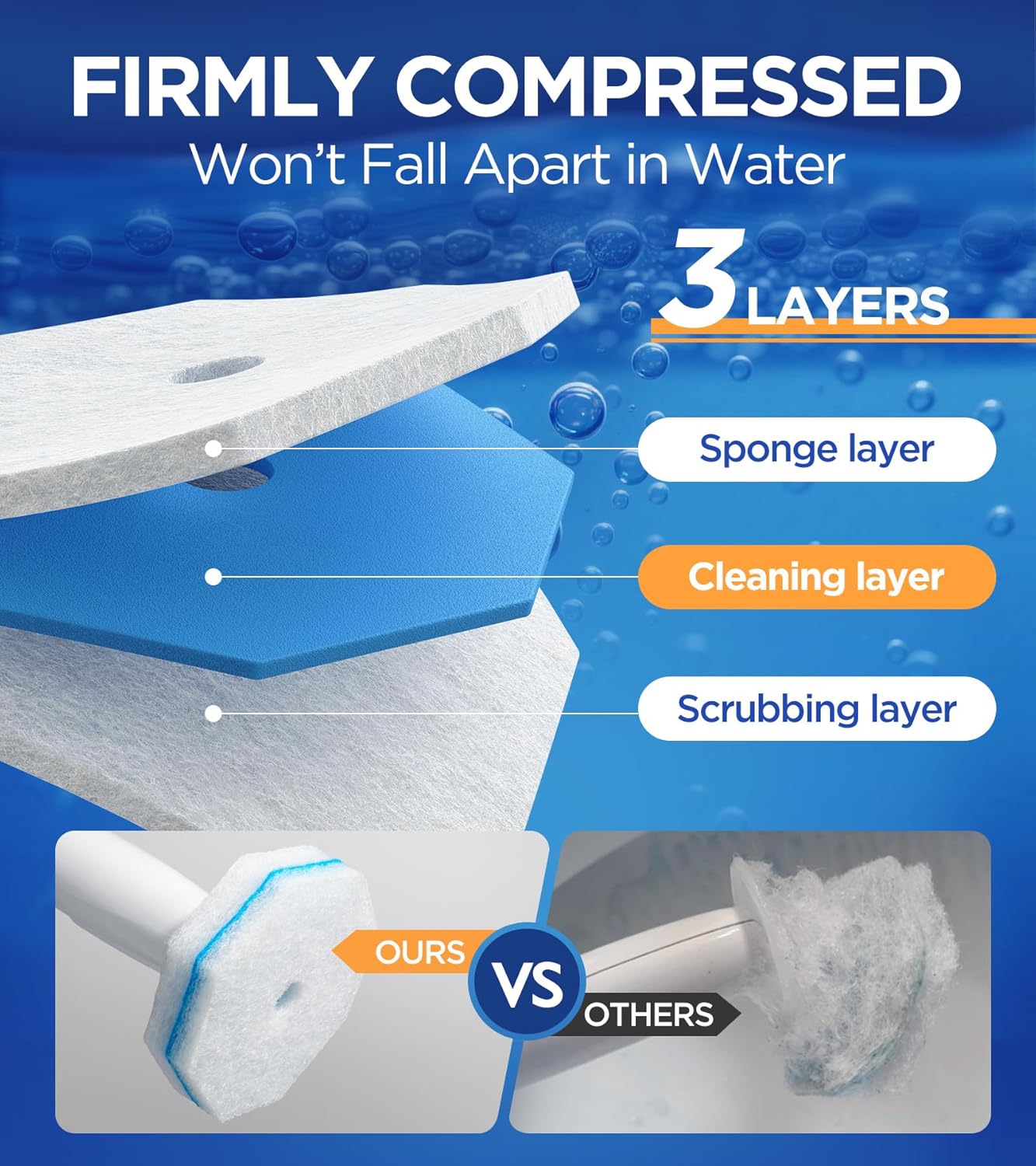 64 Count Toilet Wand Refills for Clorox Toilet Wand, 5X Cleaning Power Toilet Bowl Cleaners with Exclusive Formula, High-Density Disposable Toilet Brush Scrubber - No Falling Apart, Fresh Fragrance