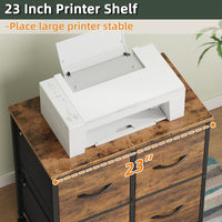 4 Drawer Lateral File Cabinet, Mobile Filing Cabinet for Large Printer, Home Office Functional Small Office Storage Cabinet & Printer Stand, Fits Letter/A4, Rustic Brown