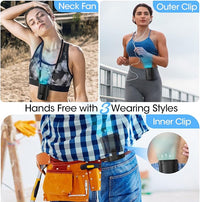 2025 AI Portable Fan Rechargeable, 4 Speeds 6600RPM Strong Airflow, Personal Waist Fan with up to 25H of Working Time, Hands-Free Hanging Neck Fan, Wearable Belt Fan for Camping, Outdoor, Jobsite