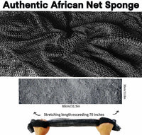 African Net Sponge Authentic, African Exfoliating Sponge Real African Net Black Owned, African Bath Sponge Back Scrubber, Body Exfoliator Shower Bath Accessories (Black)