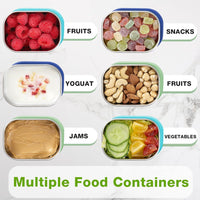 3 Pack Stainless Steel Snack Containers for Kids, 8 oz Easy Open Leak Proof Small Toddler Snack Containers with Silicone Lids, Stackable Metal Lunch Box for Daycare and School (Blue)