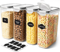 Utopia Kitchen Cereal Containers Storage Set – 4 Pack 4L(135.2 oz) Airtight Food Storage Containers with Lids, BPA-Free Cereal Dispensers for Pantry Organization and Storage (Clear)
