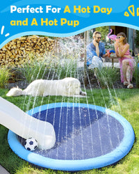 Peteast 67" Dog Splash Pad for Large Dogs & Kids – Anti-Slip Outdoor Sprinkler Pad, 0.58mm Thick PVC Water Mat for Backyard Summer Play