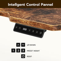 59 Inch L Shaped Standing Desk Adjustable Height, Electric Corner Standing Desk, Sit Stand Computer Table with Reversiable Splice Board, Rustic Brown