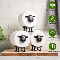 VELENTI Sheep Toilet Roll Holder, Free Standing Bathroom Set, 3D Printed, Funny Hilarious Black Sheep Loo Roll Holder, Tissue Paper Storage, Cute Bathroom Decor, X3, Set of 3