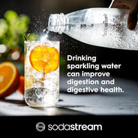 SodaStream 1 Litre Slim Reusable Dishwasher Safe Water Bottles Pack of 2 for Spirit, Terra, Art and Source Sparkling Water Makers for SodaStream Flavours - 2x 1 Litre Water, Black