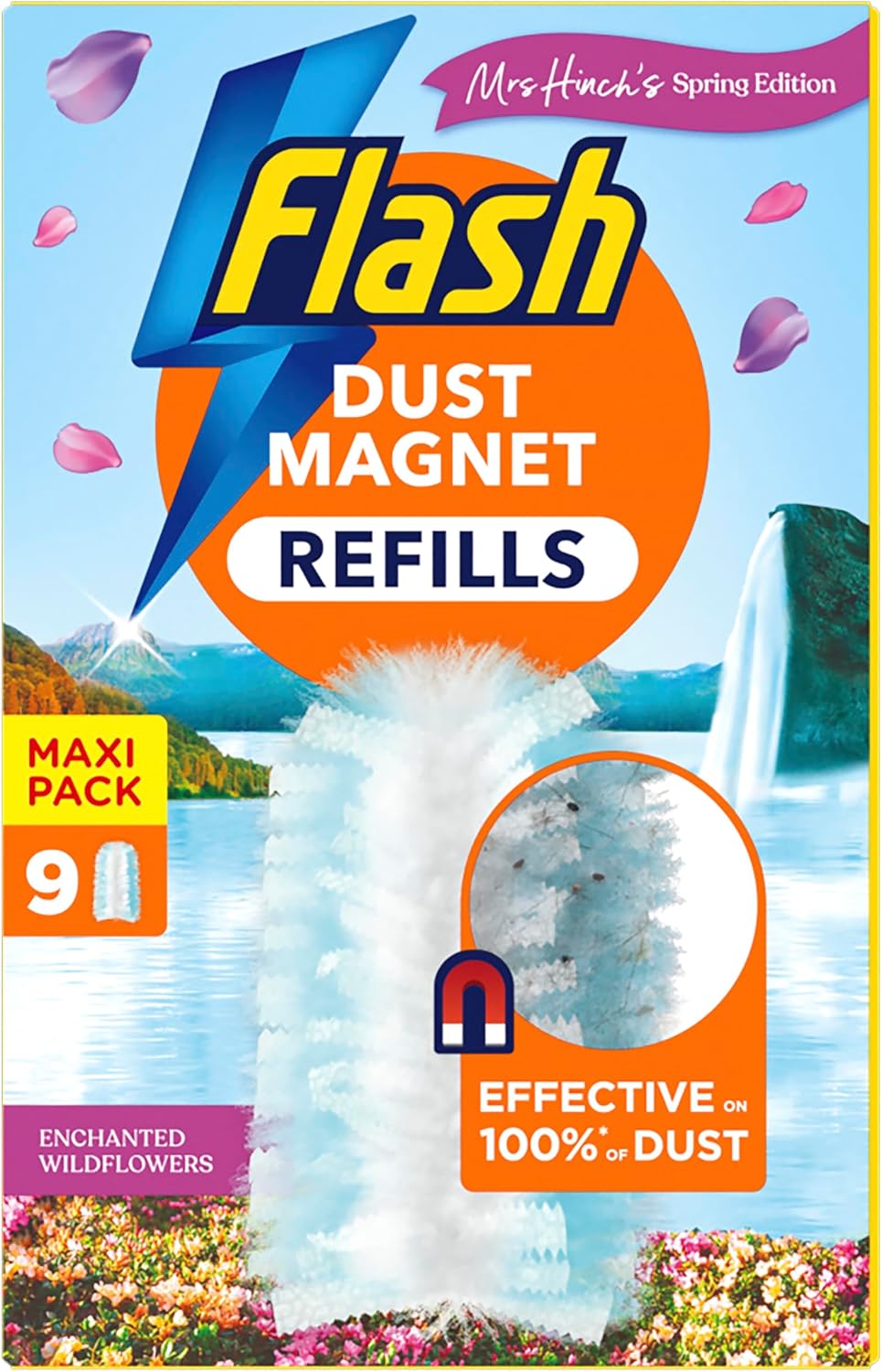 Flash Dust Magnet Mrs Hinch's Enchanted Wildflowers Duster Scented Refills 9ct, Traps & Locks Up Dirt & Hair In No Time