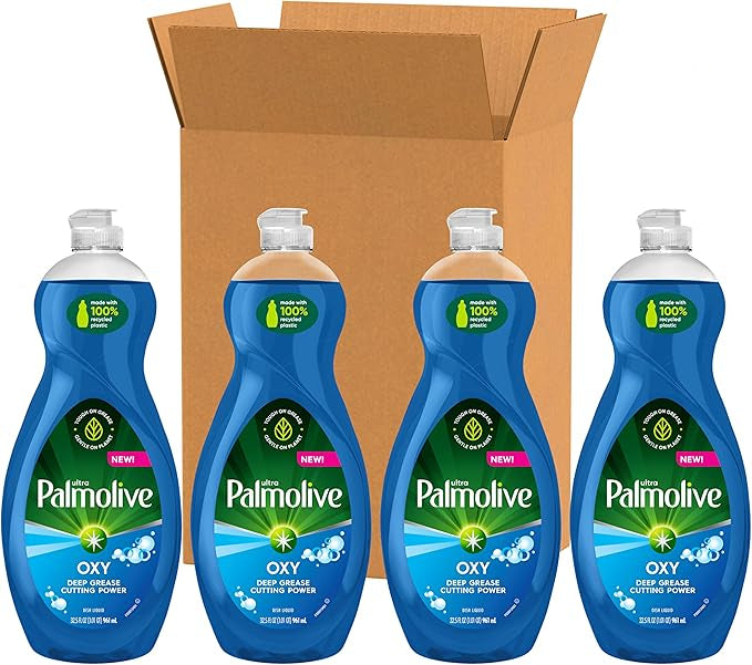 Palmolive Ultra Dishwashing Liquid Dish Soap, Oxy Power Degreaser - 32.5 Fl Oz (Pack of 4)