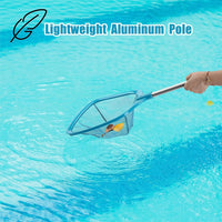 LATERN Pool Skimmer Net with Pole, 60CM Swimming Pool Leaf Cleaning Net Fine Mesh Skimmer with Pole for Cleaning Pool Garden Pond Fountain Tubs Spa Fish Tank